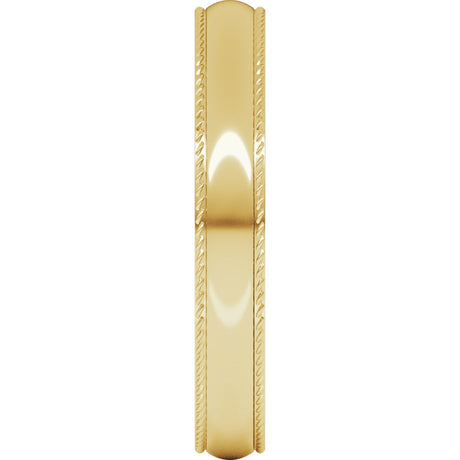 14K Yellow Gold 3 mm Rope Comfort-Fit Half Round Band Size 5