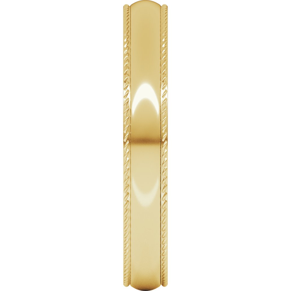14K Yellow Gold 3 mm Rope Comfort-Fit Half Round Band Size 5