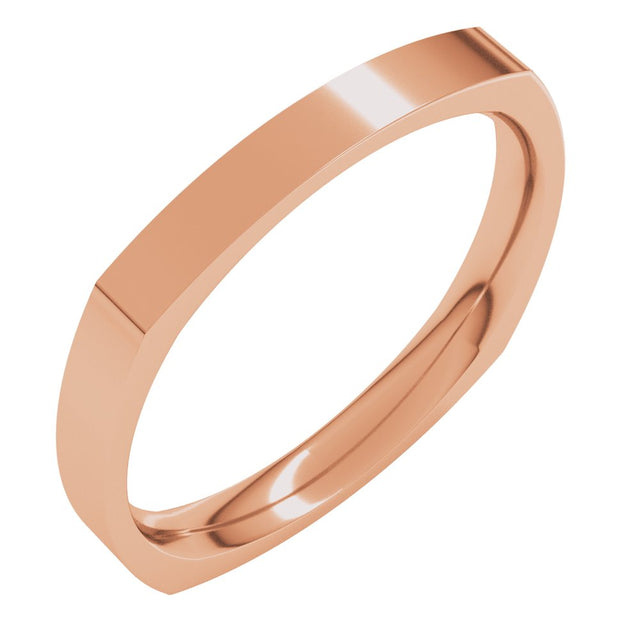 14K Rose 2.5 mm Comfort-Fit Square Band Size 8