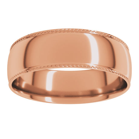 14K Rose 6 mm Rope Comfort-Fit Half Round Band Size 8.5
