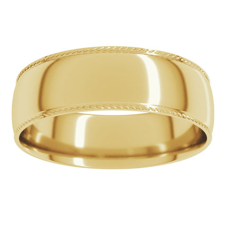 14K Yellow Gold 6 mm Rope Comfort-Fit Half Round Band Size 8.5