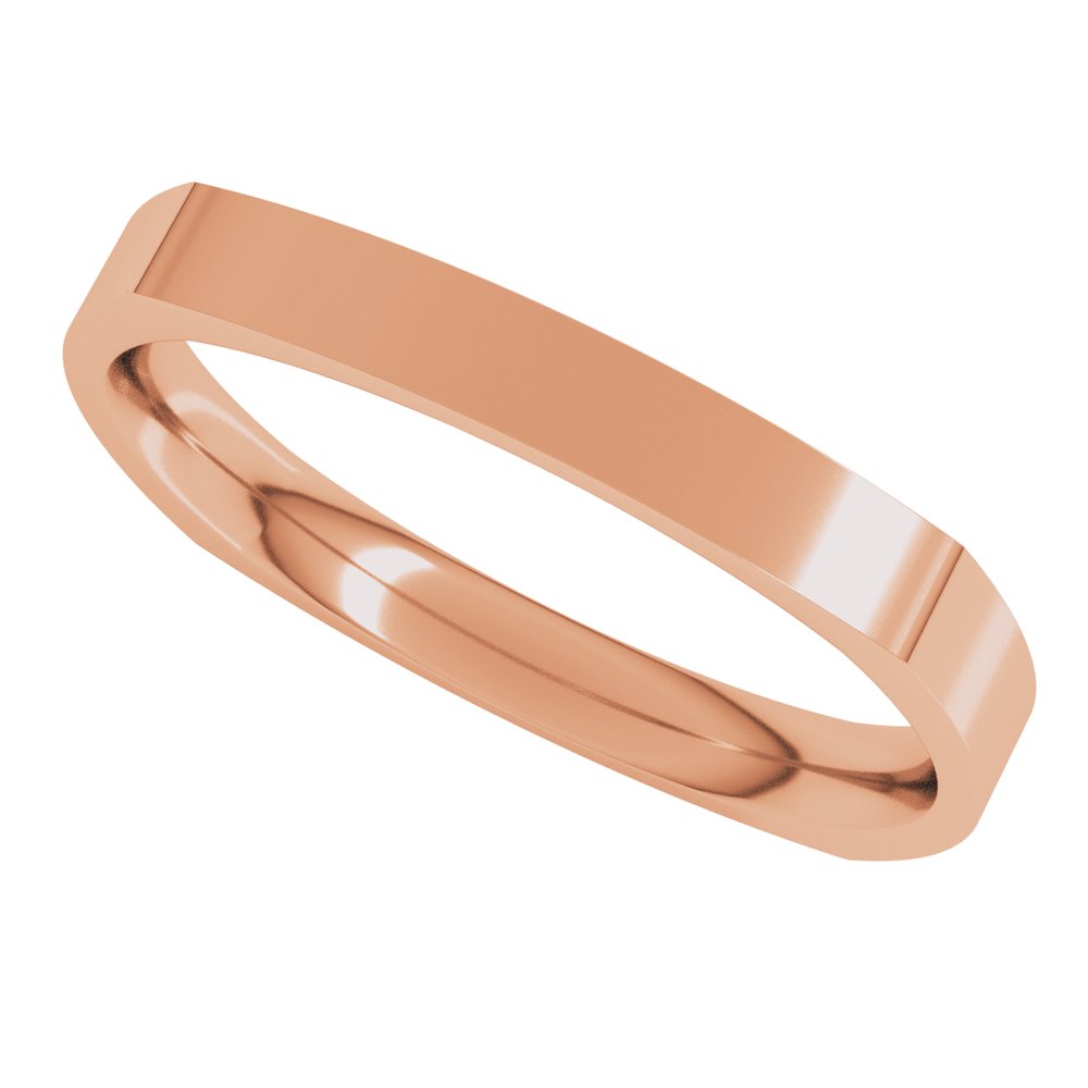 14K Rose 2.5 mm Comfort-Fit Square Band