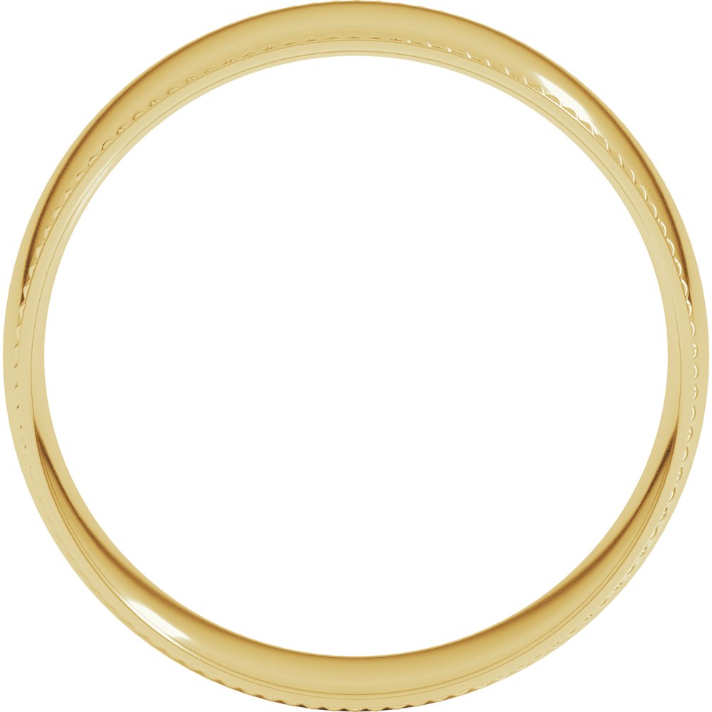 10K Yellow Gold 7 mm Rope Comfort-Fit Half Round Band Size 12.5