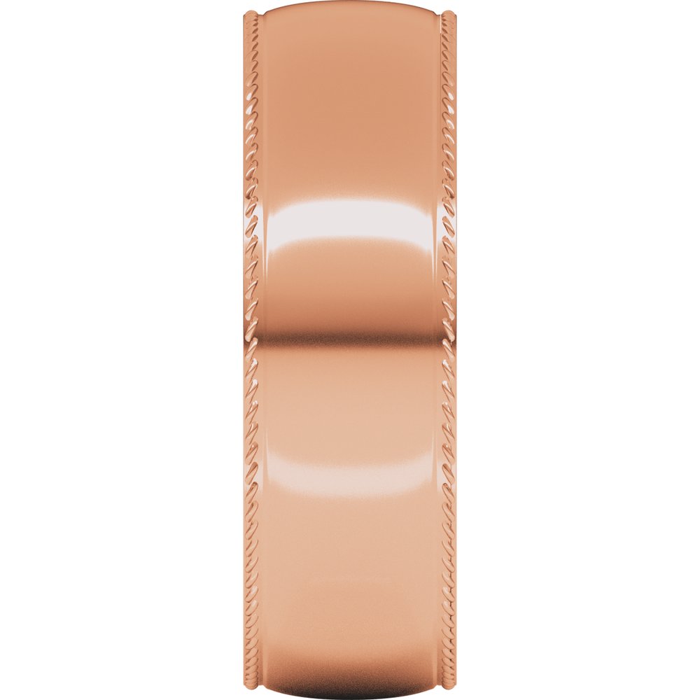 14K Rose 6 mm Rope Comfort-Fit Half Round Band Size 8.5