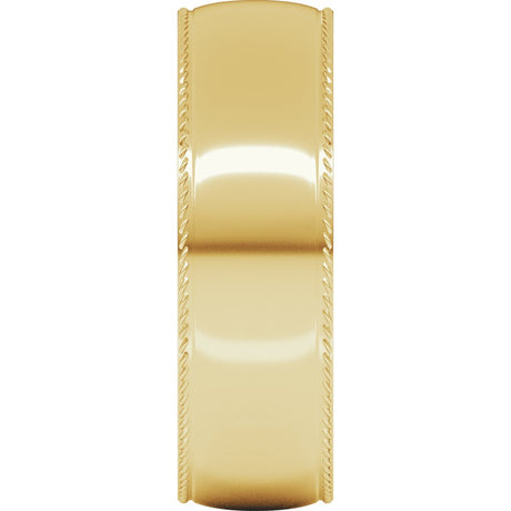 10K Yellow Gold 6 mm Rope Comfort-Fit Half Round Band Size 11
