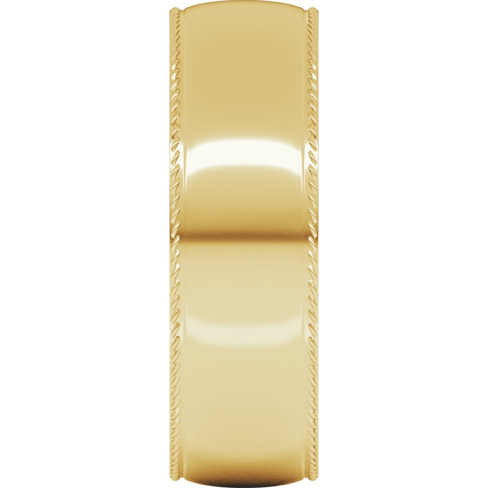18K Yellow Gold 6 mm Rope Comfort-Fit Half Round Band Size 8