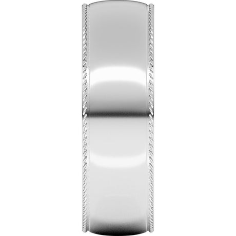 14K White Gold 6 mm Rope Comfort-Fit Half Round Band Size 11.5