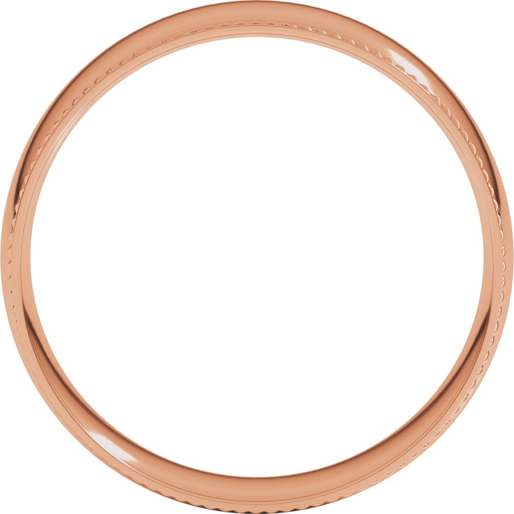 14K Rose 6 mm Rope Comfort-Fit Half Round Band Size 8.5