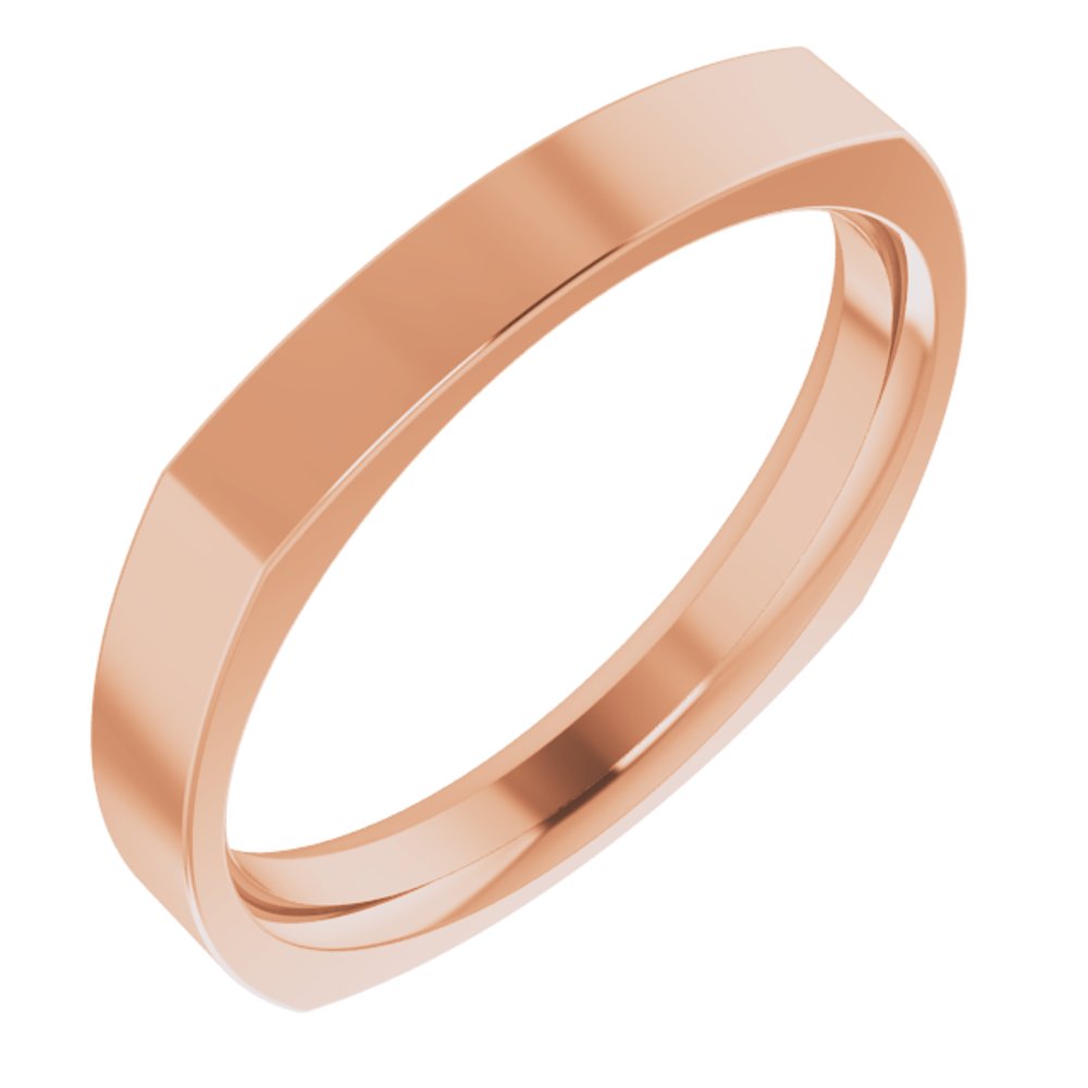14K Rose Gold 3 mm Comfort-Fit Square Band Size 7