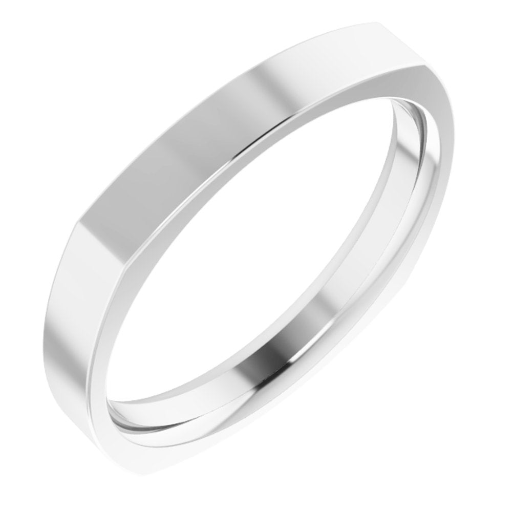 Sterling Silver 3 mm Comfort-Fit Square Band Size 9.5