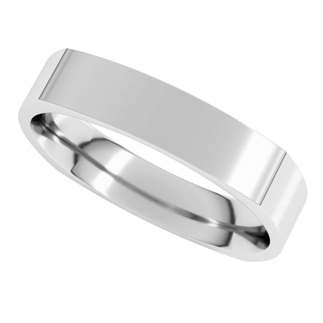 14K White 4 mm Square Comfort Fit Band Size 10.5