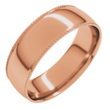 14K Rose 6 mm Rope Comfort-Fit Half Round Band Size 8.5