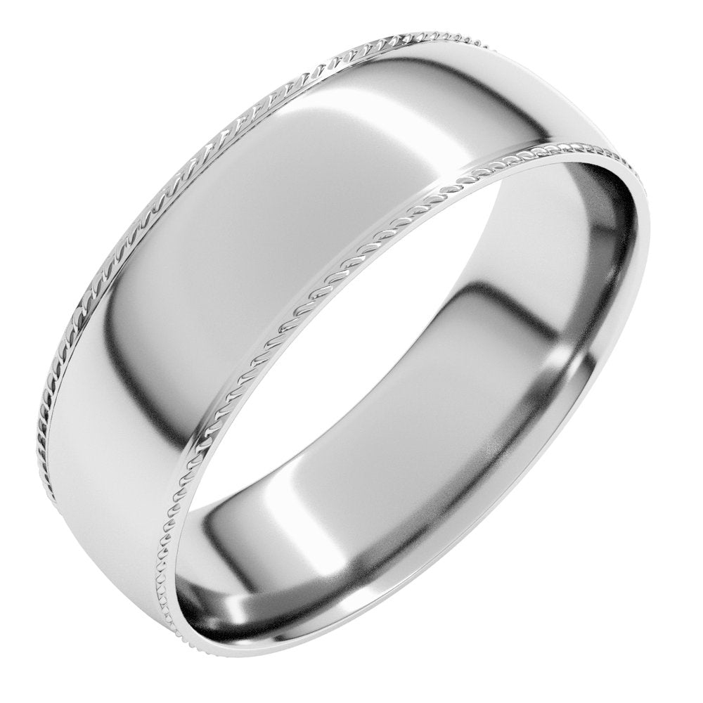 10K White 6 mm Rope Comfort-Fit Half Round Band Size 11