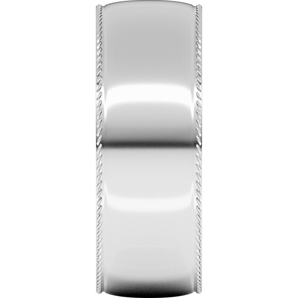 14K White 7 mm Rope Comfort-Fit Half Round Band Size 10