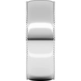 14K White 7 mm Rope Comfort-Fit Half Round Band Size 10