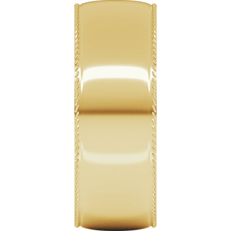 10K Yellow Gold 7 mm Rope Comfort-Fit Half Round Band Size 12.5
