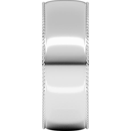 Platinum 7 mm Rope Comfort-Fit Half Round Band Size 11.5