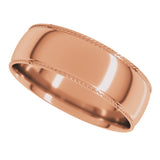 14K Rose 6 mm Rope Comfort-Fit Half Round Band Size 8.5