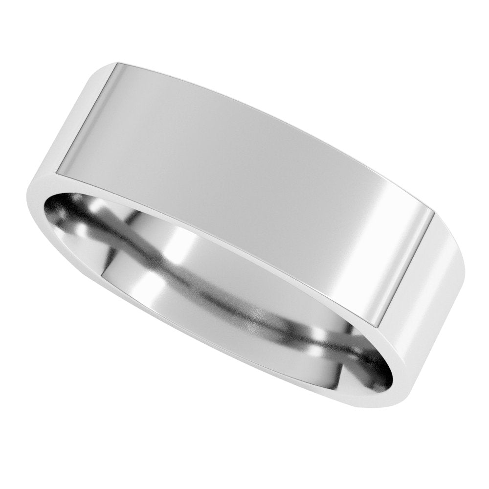 14K White 6 mm Square Comfort Fit Band