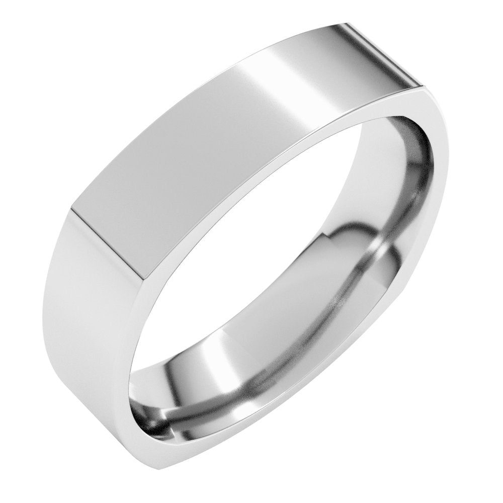 Sterling Silver 5 mm Comfort-Fit Square Band Size 6.5