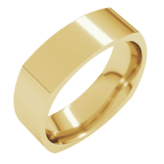 14K Yellow 6 mm Square Comfort Fit Band Size 6