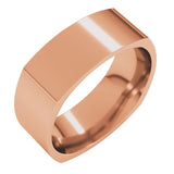 14K Rose Gold 7 mm Comfort-Fit Square Band Size 7.5