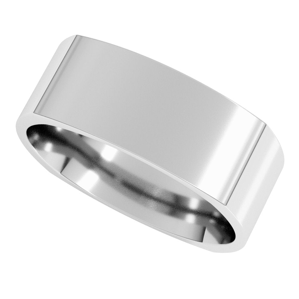 14K White 7 mm Square Comfort Fit Band