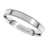 14K White 3 mm Milgrain Flat Comfort Fit Band