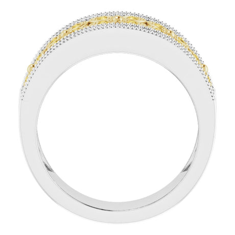14K White/Yellow Gold 3/8 CTW Yellow & White Natural Diamond Floral Ring 