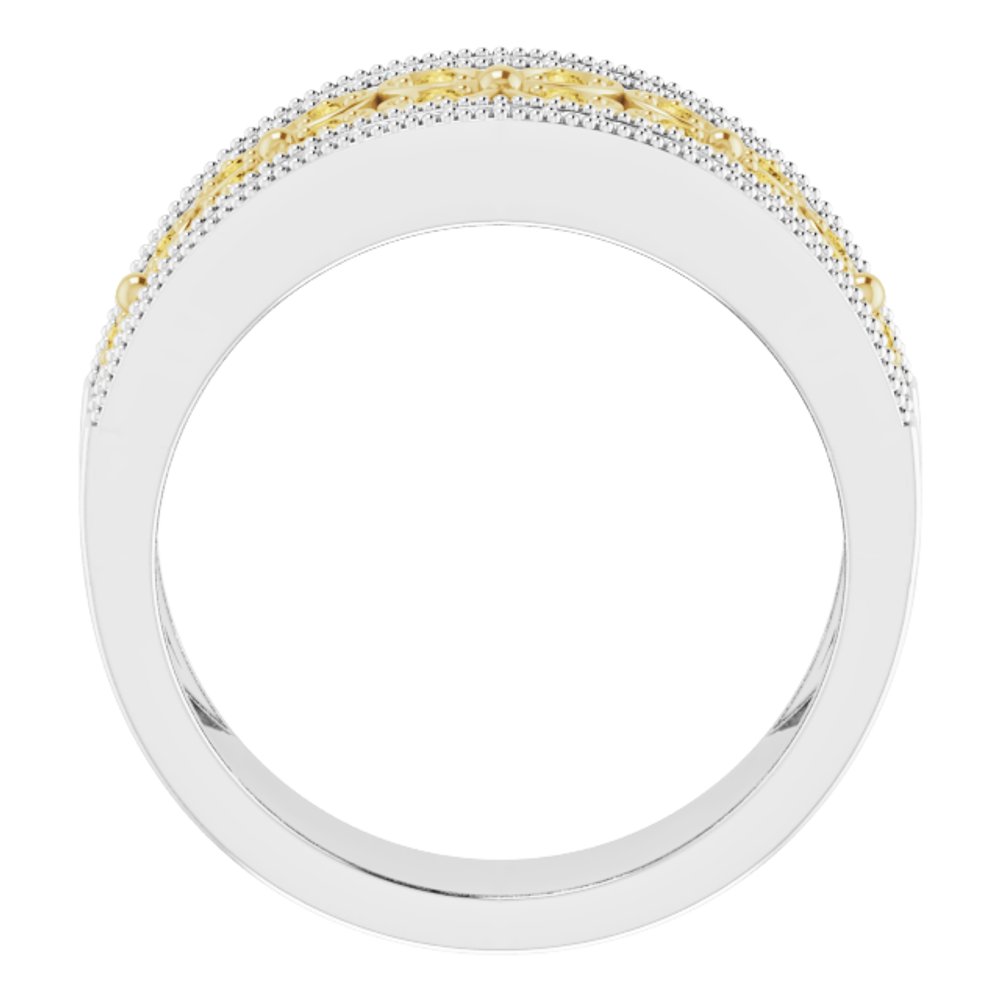 14K White/Yellow Gold 3/8 CTW Yellow & White Natural Diamond Floral Ring 