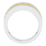 14K White/Yellow Gold 3/8 CTW Yellow & White Natural Diamond Floral Ring 