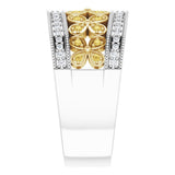 14K White/Yellow Gold 3/8 CTW Yellow & White Natural Diamond Floral Ring 
