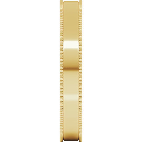 14K Yellow Gold 3 mm Milgrain Comfort-Fit Flat Band Size 6.5