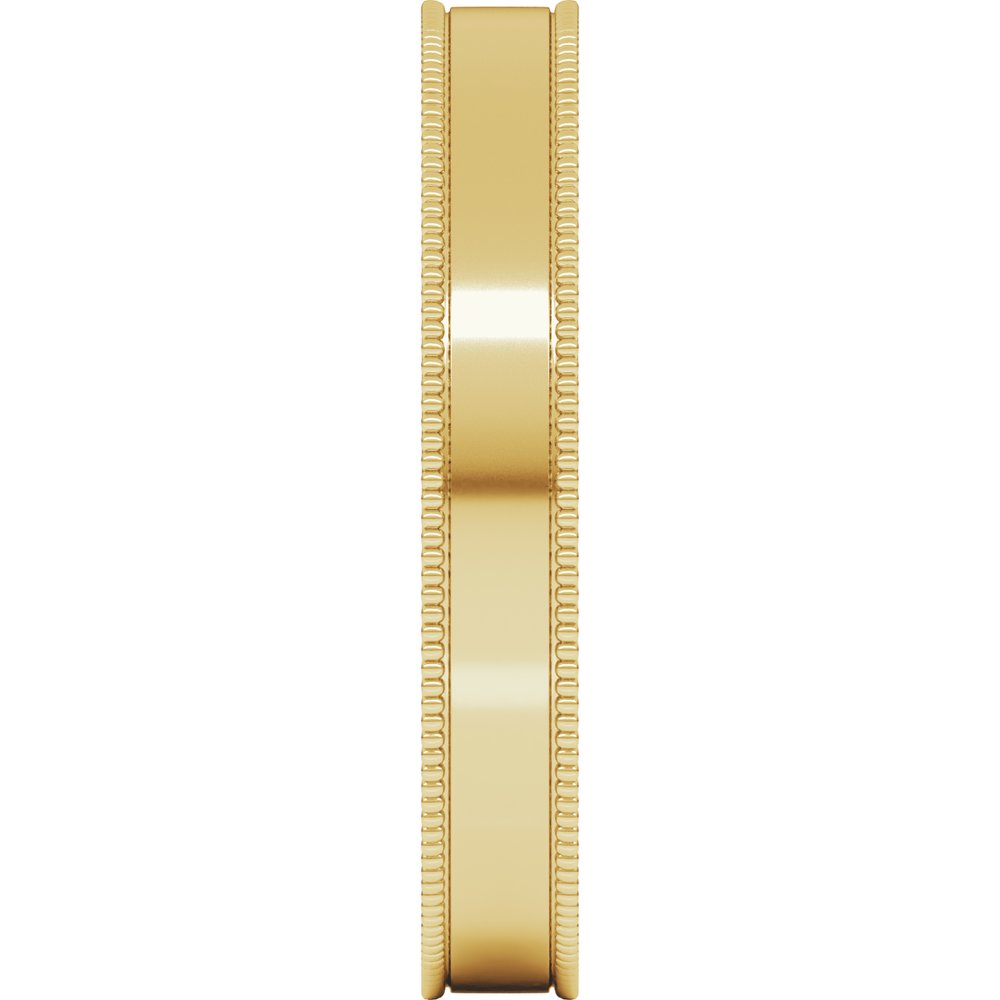 14K Yellow Gold 3 mm Milgrain Comfort-Fit Flat Band Size 10
