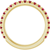 14K Yellow Gold Lab-Grown Ruby French-Set Anniversary Band
