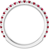 14K White Gold Lab-Grown Ruby French-Set Anniversary Band