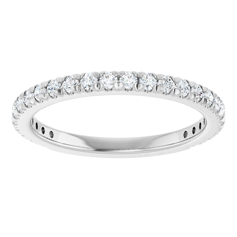 14K White 3/8 CTW Natural Diamond French-Set Anniversary Band