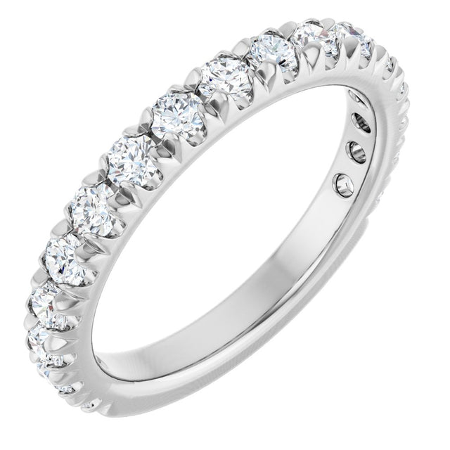 14K White Gold 1 CTW Natural Diamond French-Set Anniversary Band