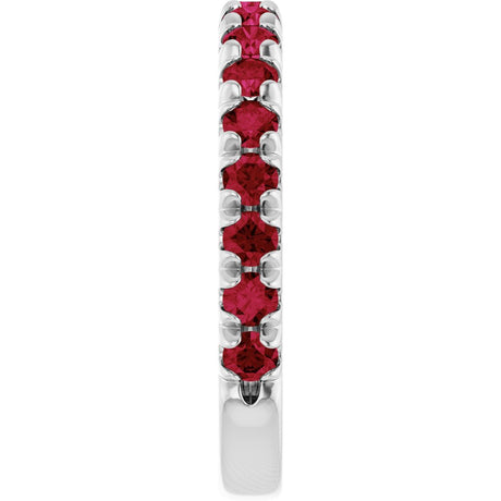 14K White Gold Lab-Grown Ruby French-Set Anniversary Band