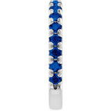 14K White Gold Lab-Grown Blue Sapphire French-Set Anniversary Band