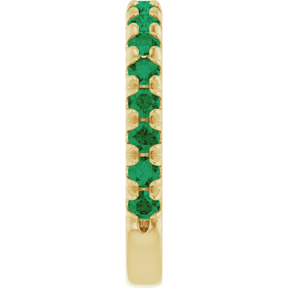 14K Yellow Gold Natural Emerald French-Set Anniversary Band
