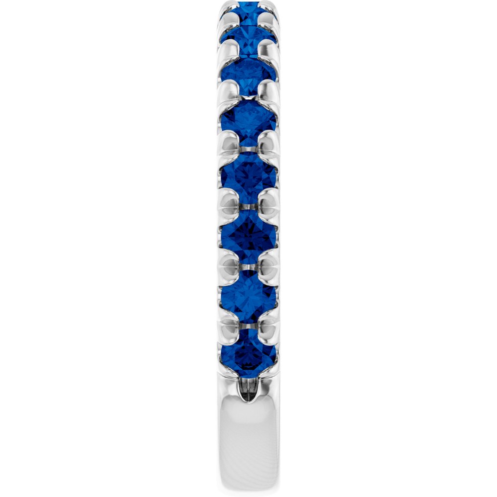 14K White Gold Natural Blue Sapphire French-Set Anniversary Band