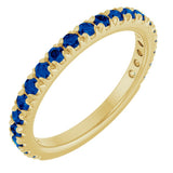 14K Yellow Gold Lab-Grown Blue Sapphire French-Set Anniversary Band