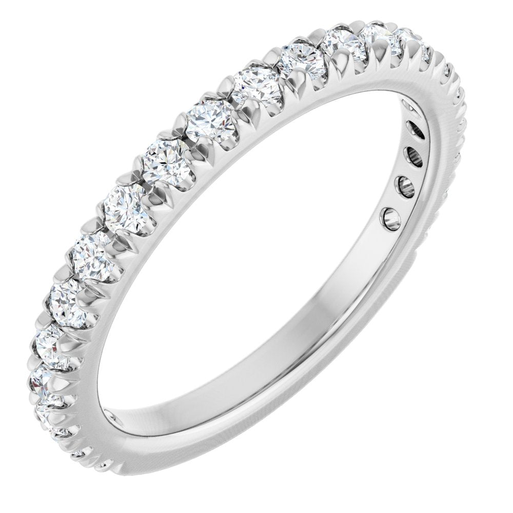 14K White 5/8 CTW Natural Diamond French-Set Anniversary Band