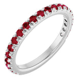 14K White Gold Lab-Grown Ruby French-Set Anniversary Band