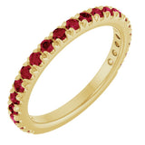 14K Yellow Gold Lab-Grown Ruby French-Set Anniversary Band
