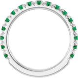 14K White Gold Natural Emerald French-Set Anniversary Band