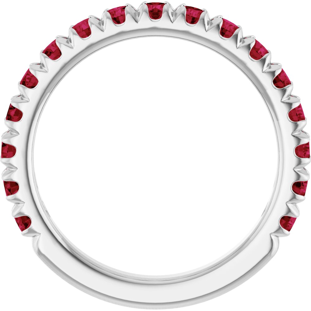 14K White Gold Lab-Grown Ruby French-Set Anniversary Band