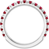 14K White Gold Lab-Grown Ruby French-Set Anniversary Band