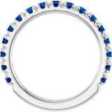14K White Gold Lab-Grown Blue Sapphire French-Set Anniversary Band
